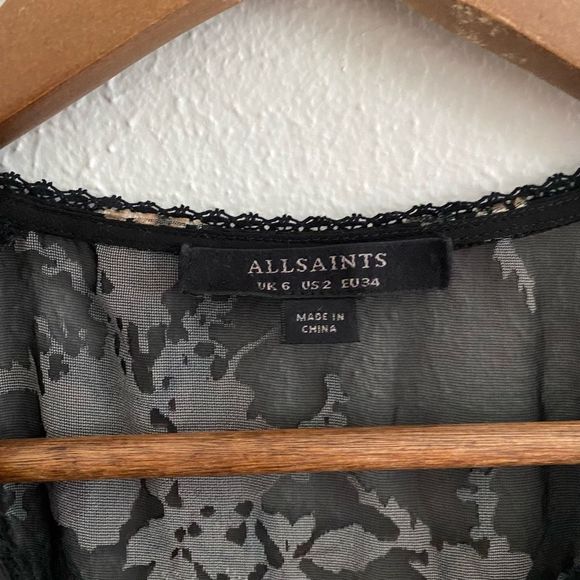 All Saints Black Floral Mini Dress - Picture 7 of 12